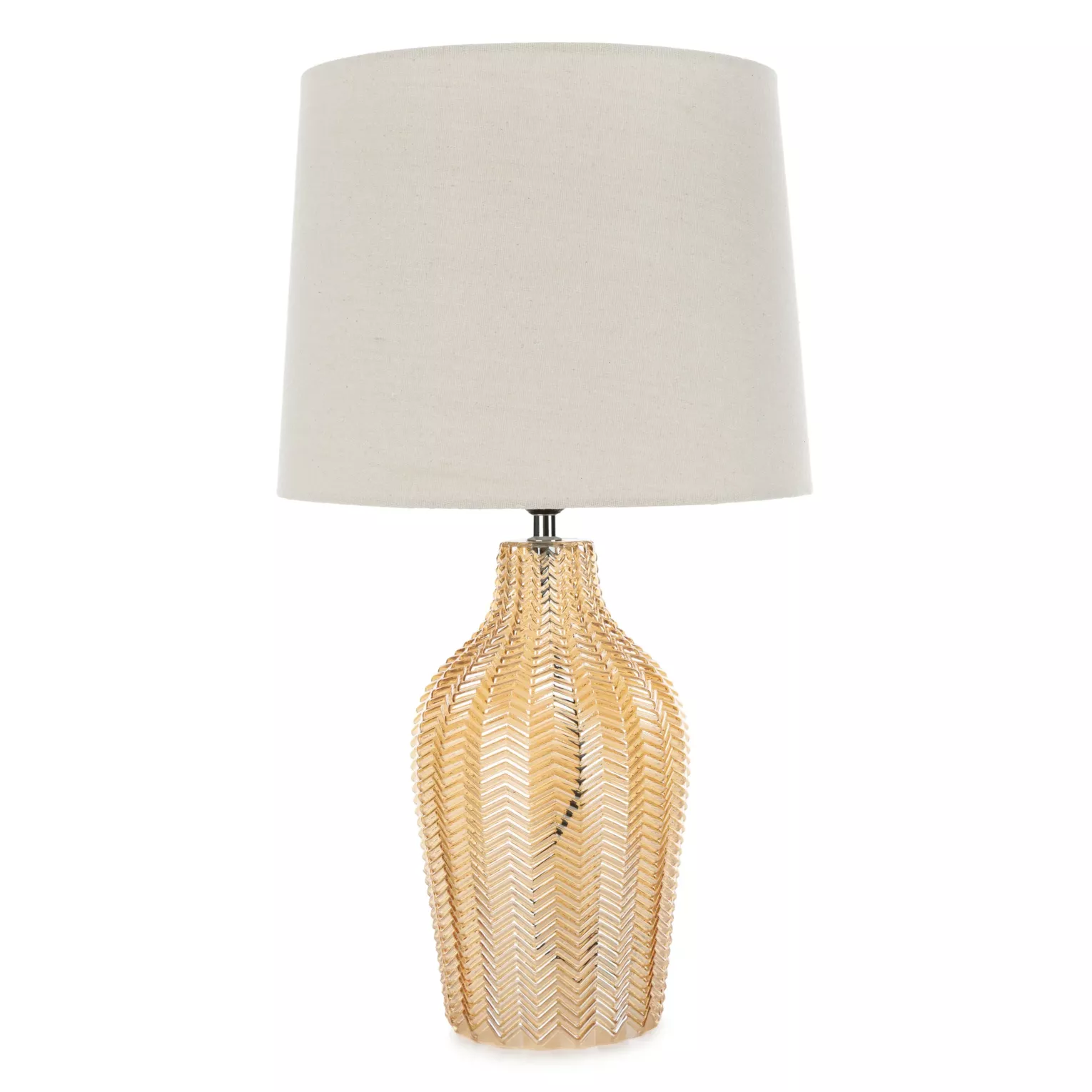 Lampa beżowo-złota z wytłaczaną szklaną podstawą średnica 34x59 cm DEVIN