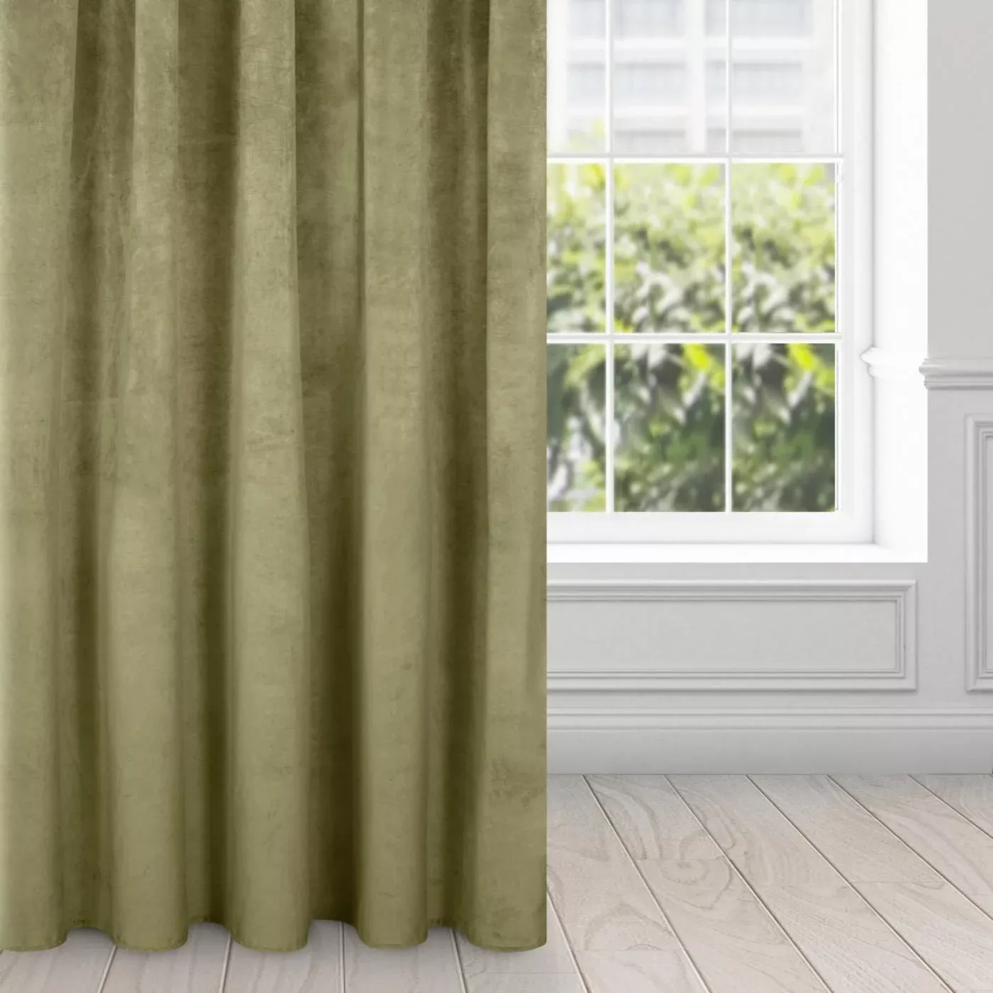 Zasłona oliwkowa z ekskluzywnego aksamitnego welwetu 290 g/m2 140x270 cm taśma - VILLA