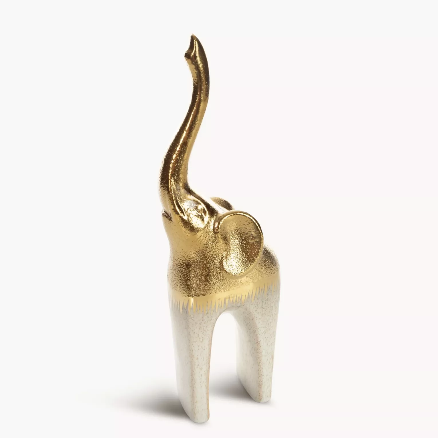 Figurka ceramiczna kremowo-złota słoń  z lśniącą powierzchnią 12x7x35 cm MAX 1