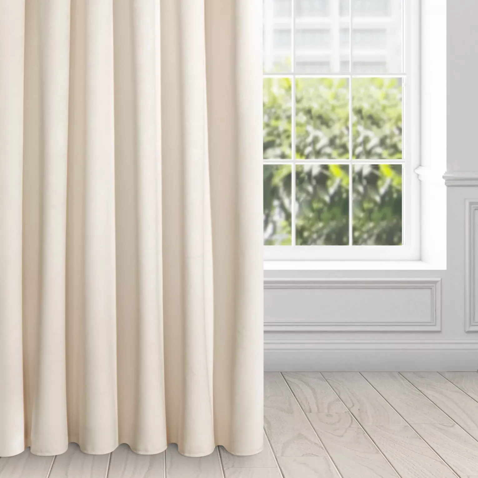 Zasłona jasnobeżowa z ekskluzywnego aksamitnego welwetu 290 g/m2 140x270 cm taśma - RIA - Diva Line