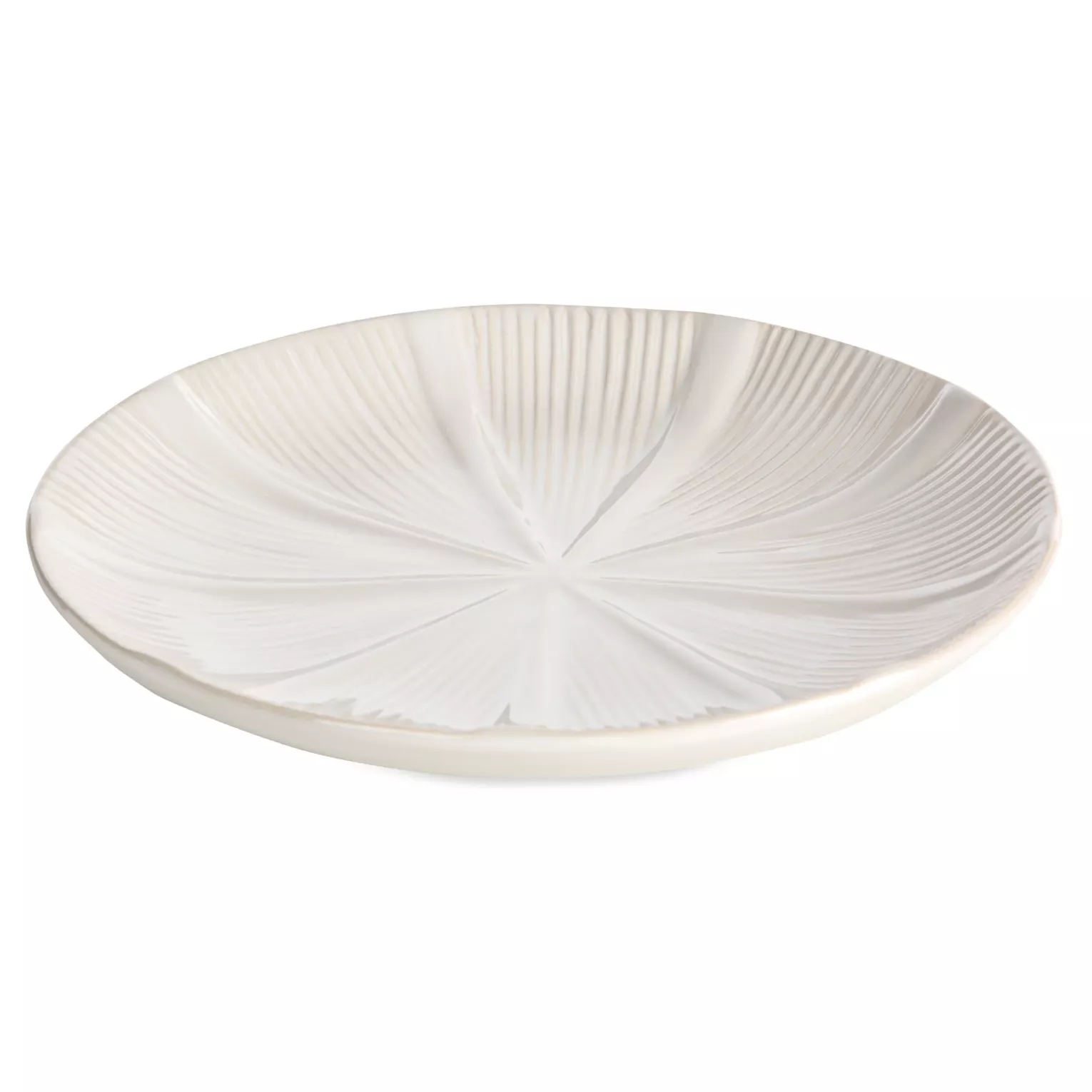 Patera ceramiczna dekoracyjna kremowa  z wytłaczanym wzorem średnica 30x4 cm GARET