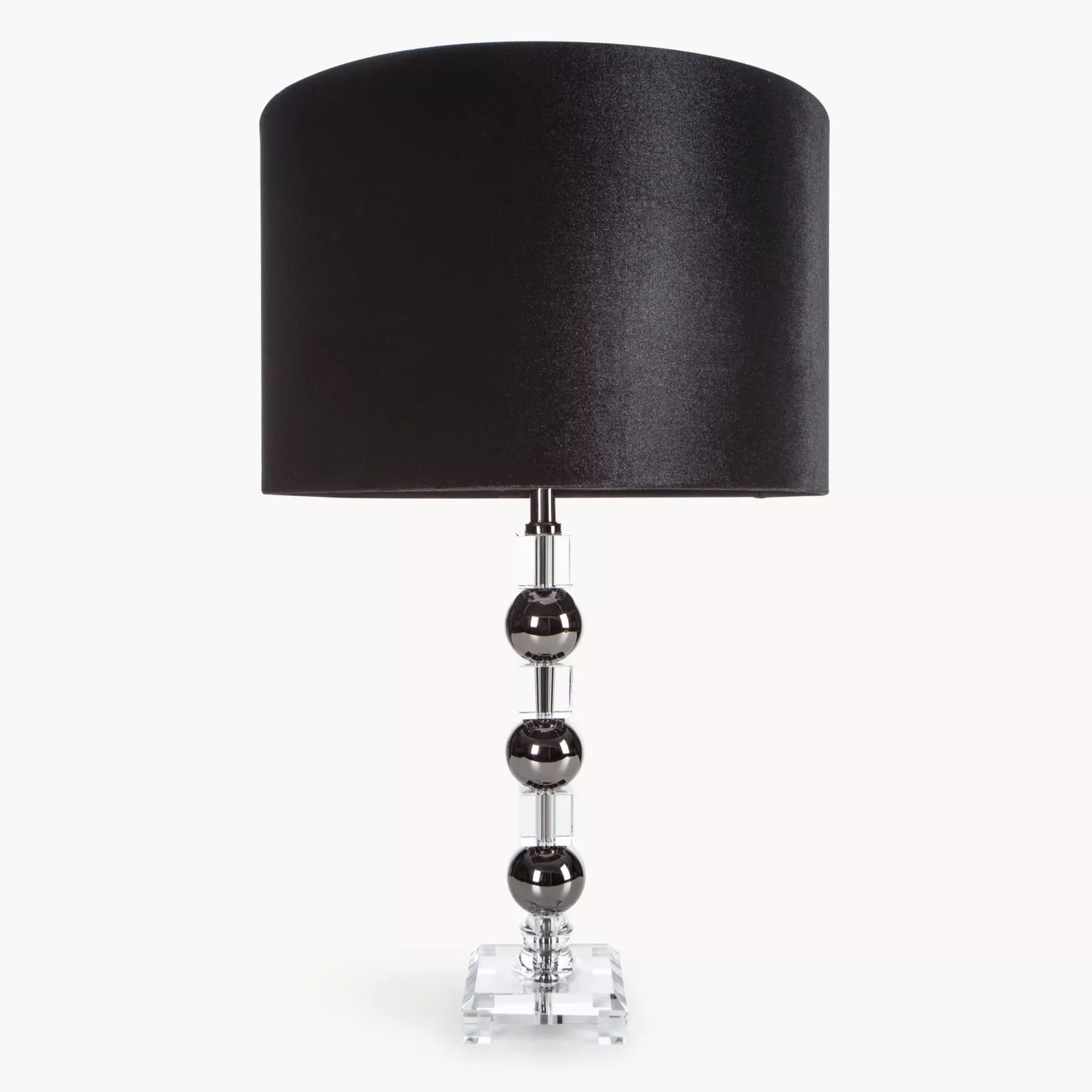 Lampa stołowa czarna z szklaną podstawą i welwetowym abażurem 40 x 63 cm NIKOL