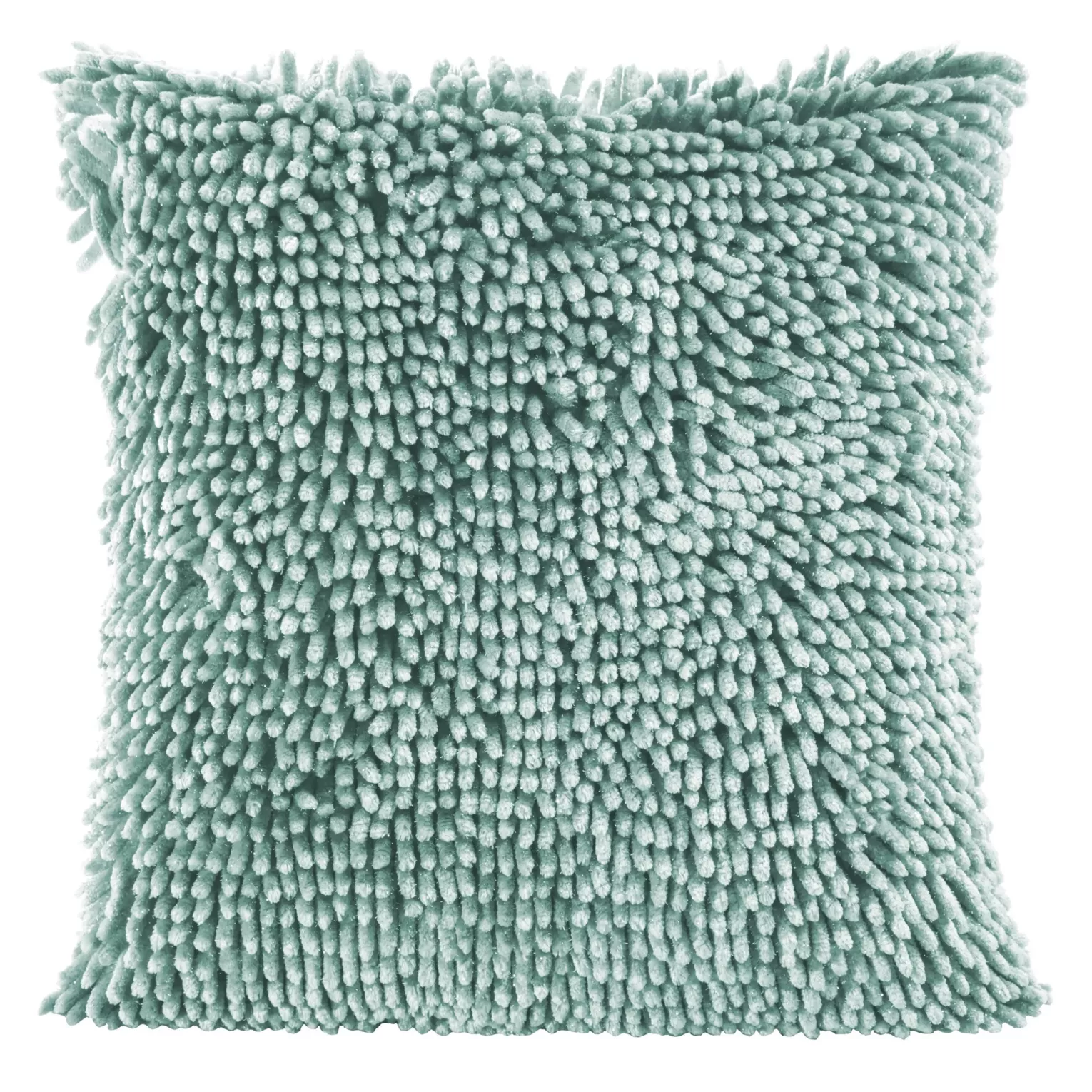 Poszewka na poduszkę 40x40 cm miętowa z długimi ozdobnymi frędzlami SHAGGY