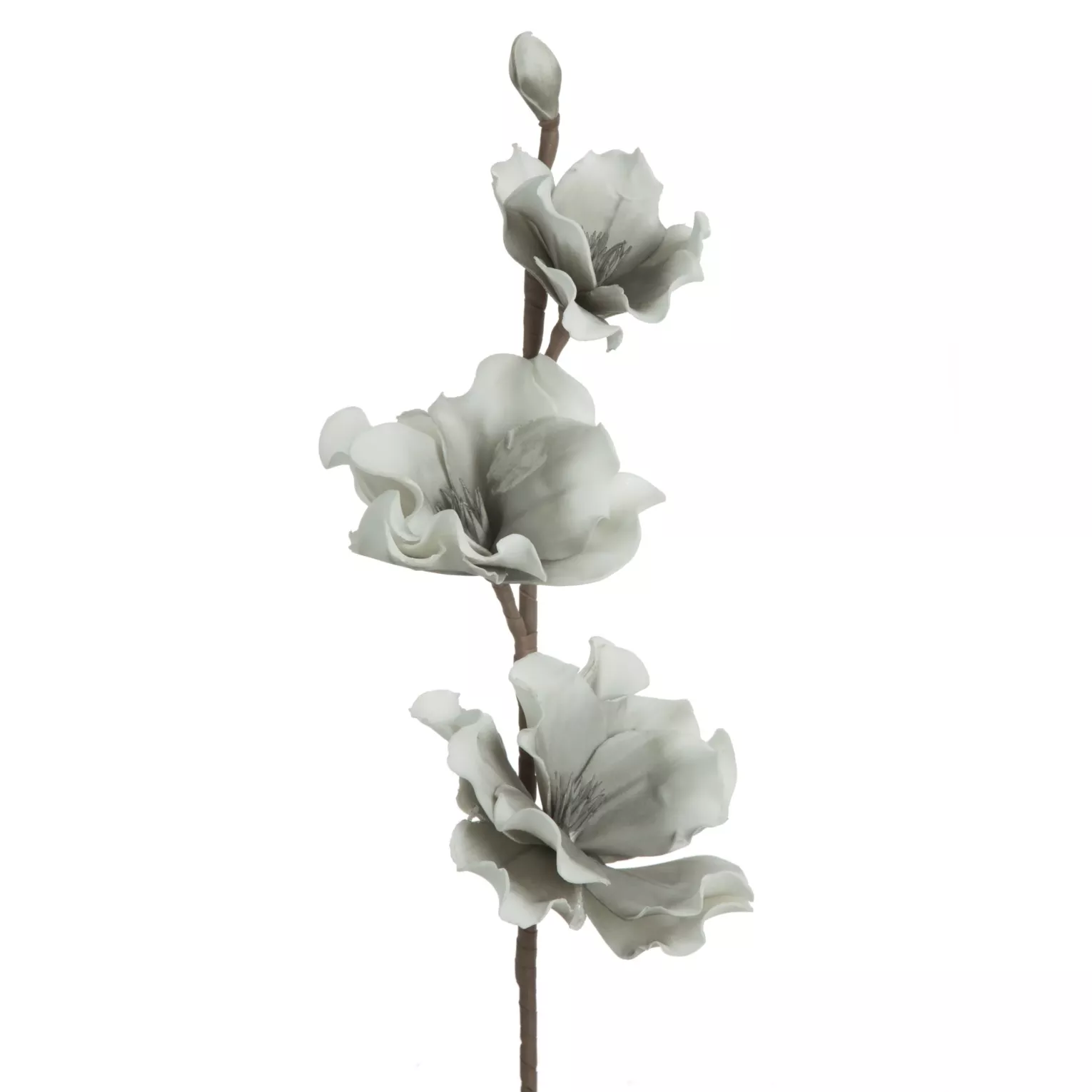 Kwiat sztuczny srebrno, biały z plastycznej pianki foamiran 74 cm