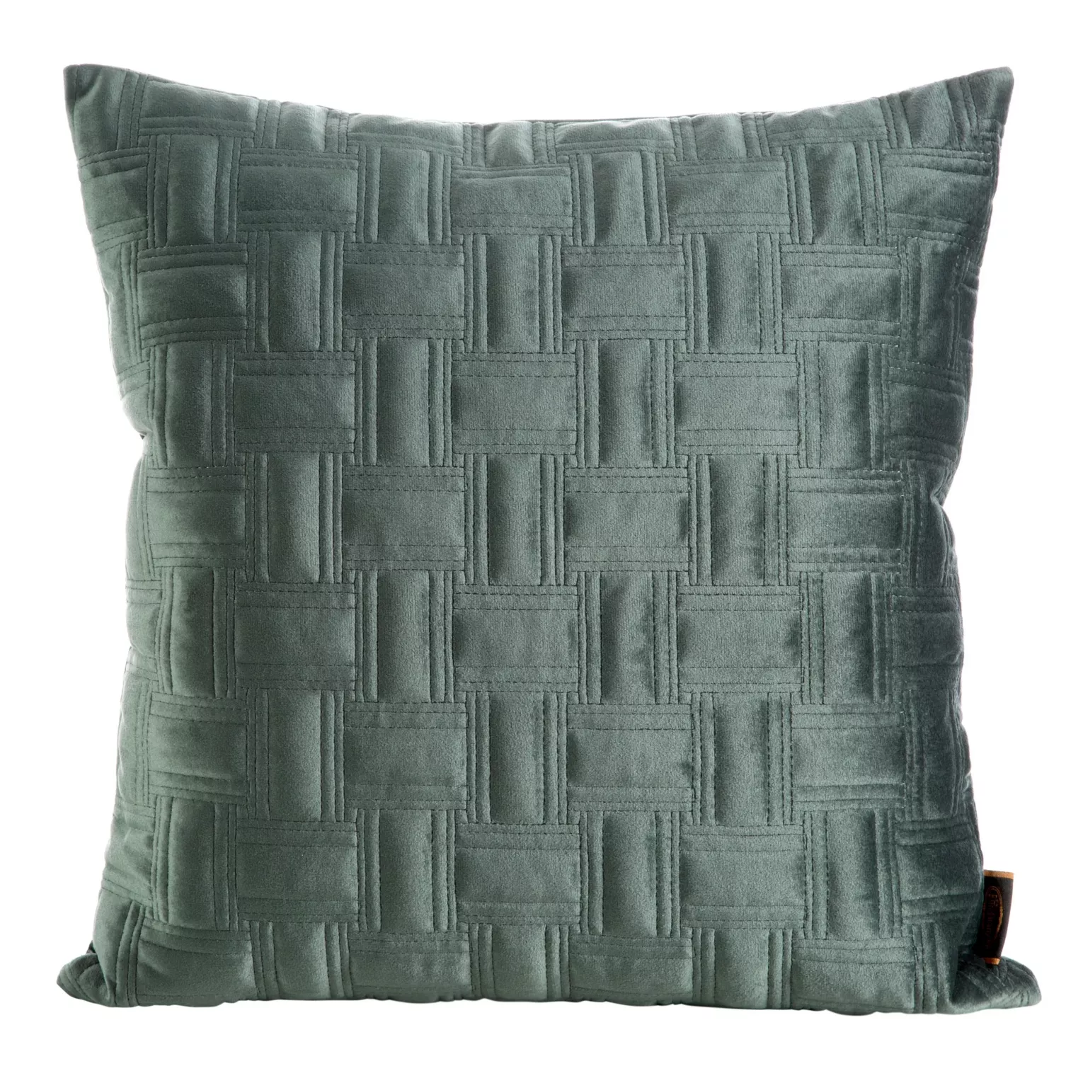 Poszewka na poduszkę 45x45 cm welwetowa, ciemnomiętowa pikowana w geometryczny wzór RIA 3 Eurofirany Premium