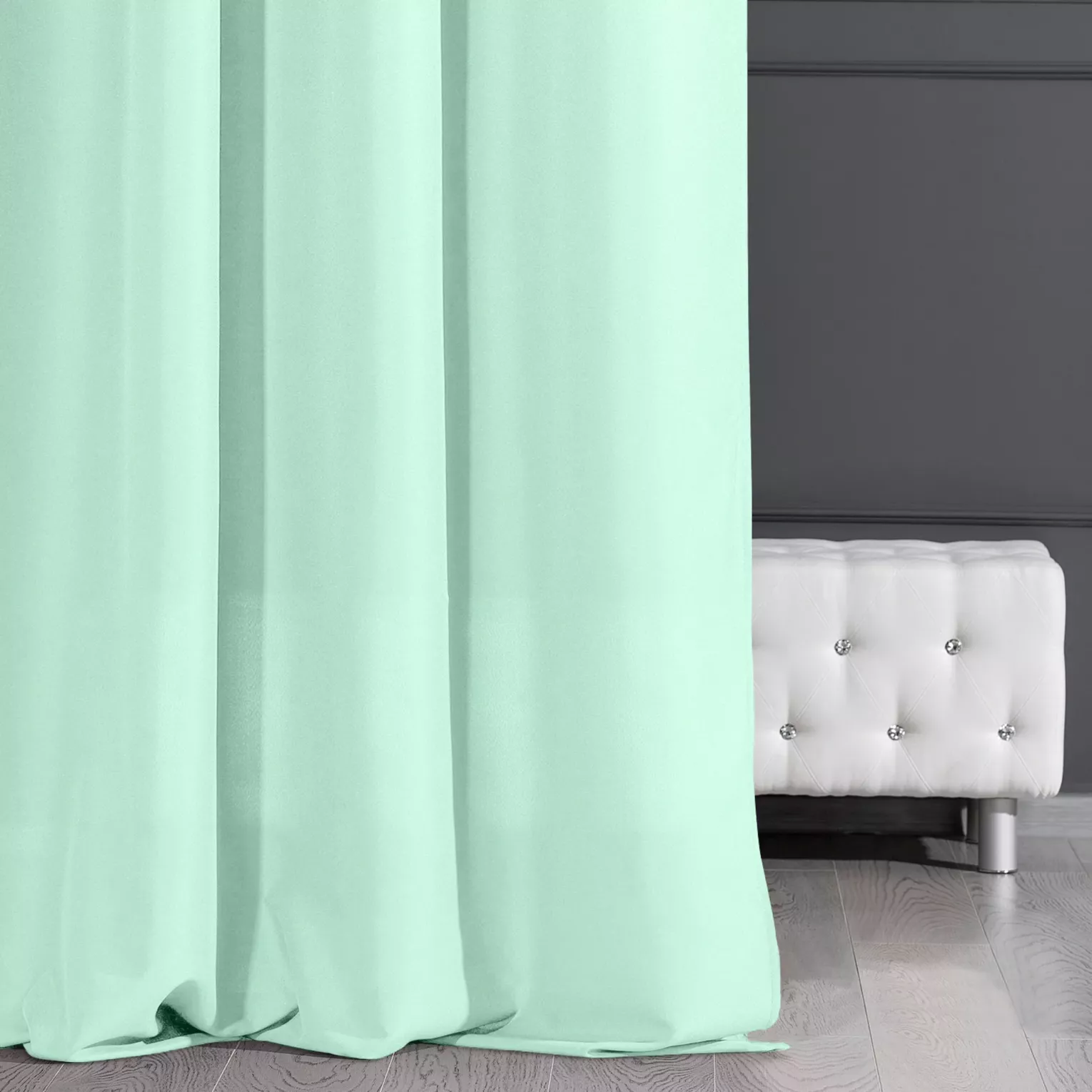 Zasłona jasnomiętowa gładka, matowa 140x250 cm przelotka - ADORE - Design 91