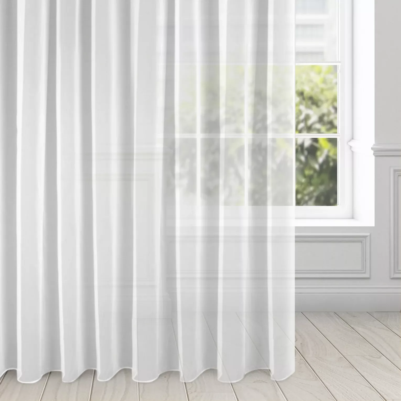 Firana biała z lekkiej i błyszczącej tkaniny 350x250 cm taśma ESEL ELLA LINE