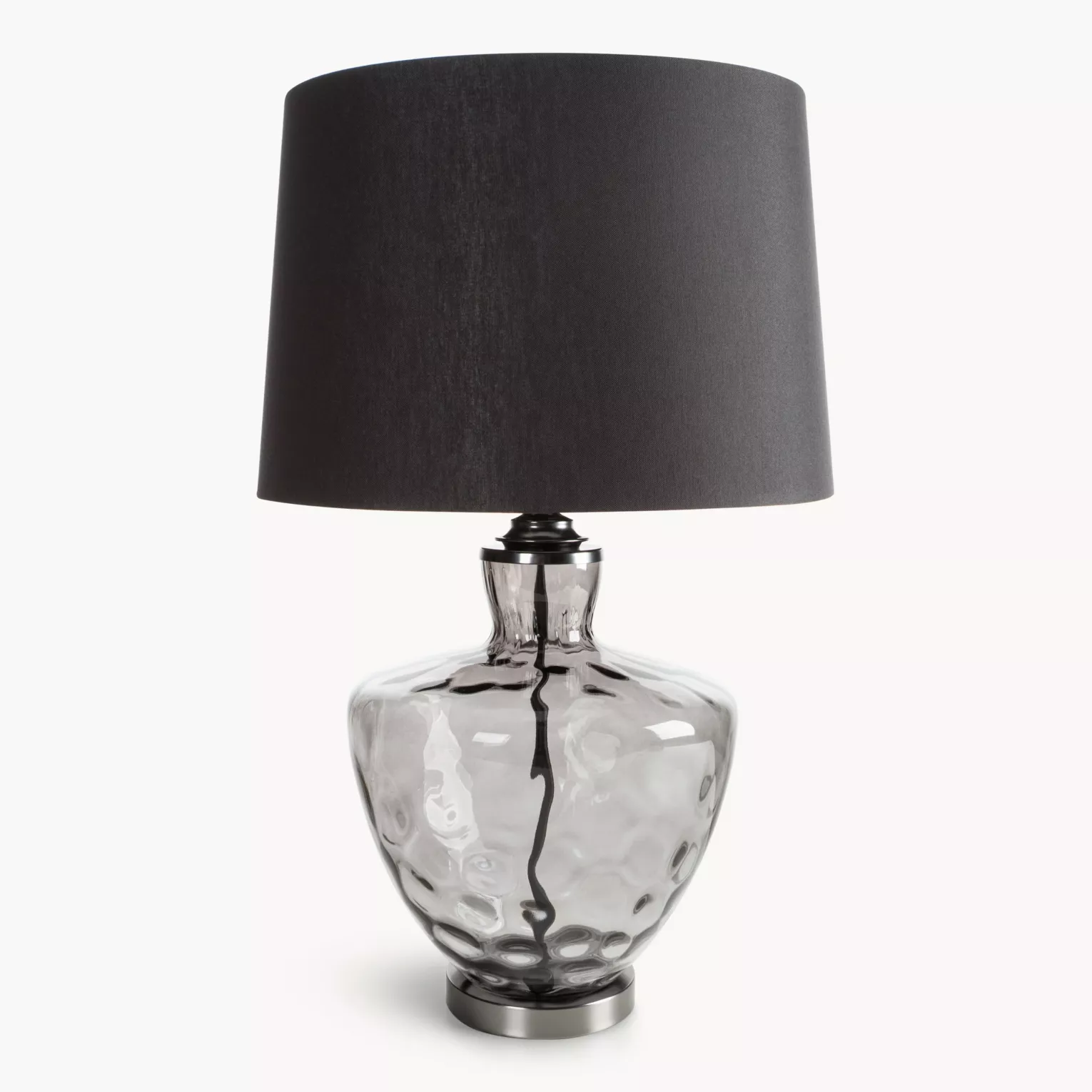 Lampa stołowa do pokoju czarna z lekko dymionego szkła i matowym abażurem 30 x 74 cm ADELINE