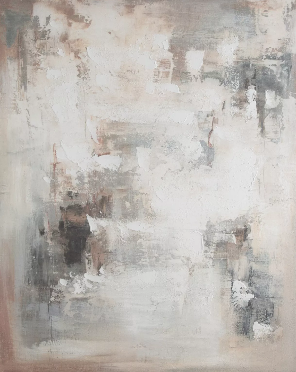 Obraz abstrakcja beżowo, brązowy ręcznie malowany na płótnie 80x100 cm