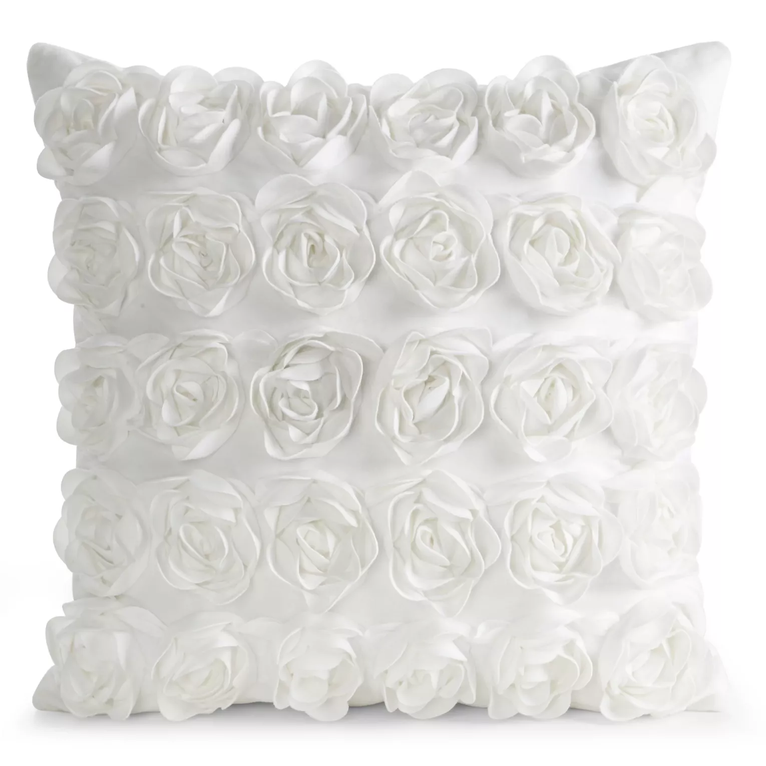Poszewka na poduszkę 45 x 45 cm z welwetu kolor kremowy zdobiona 3D aplikacją róż ROSES Eva Minge