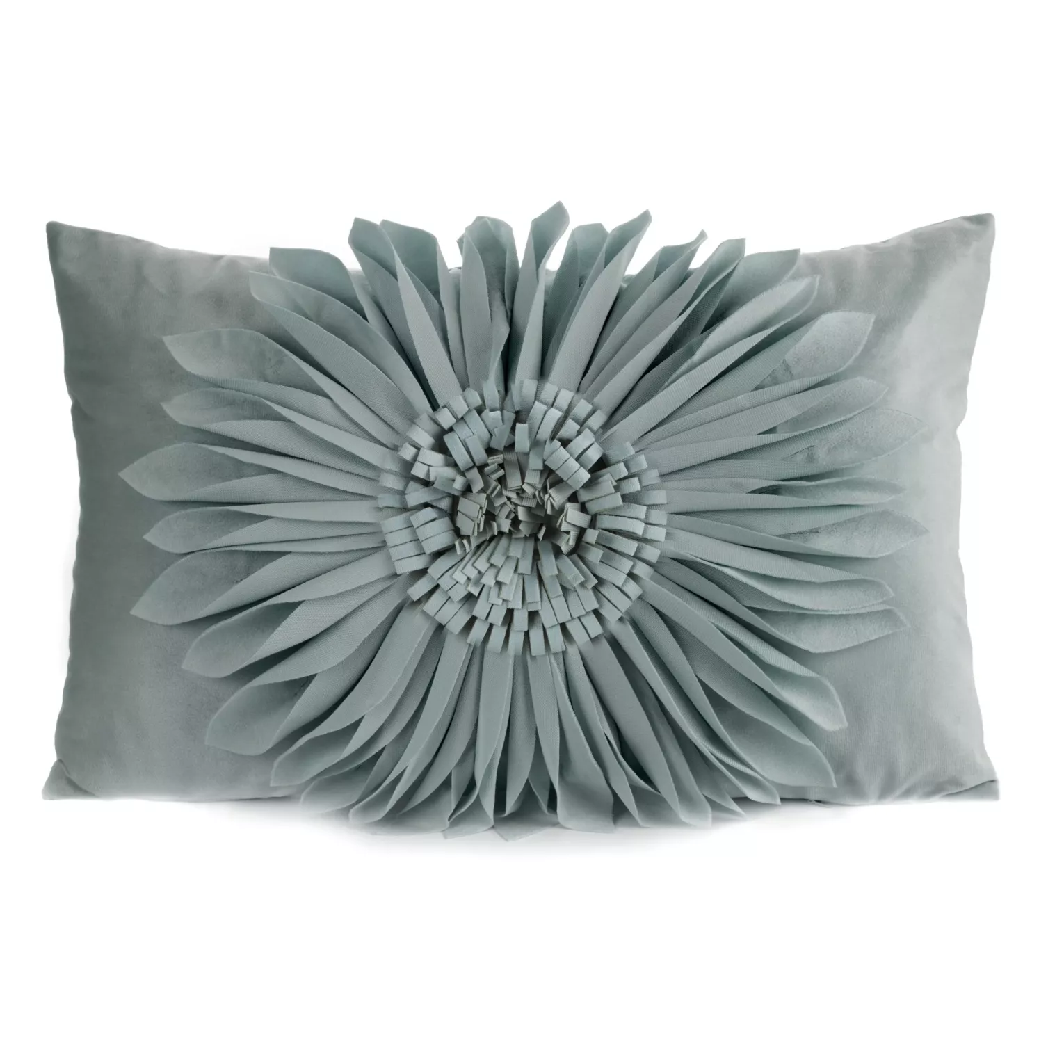Poszewka na poduszkę 30 x 50 cm z welwetu kolor miętowy zdobiona dużym kwiatem 3D FLORES 3