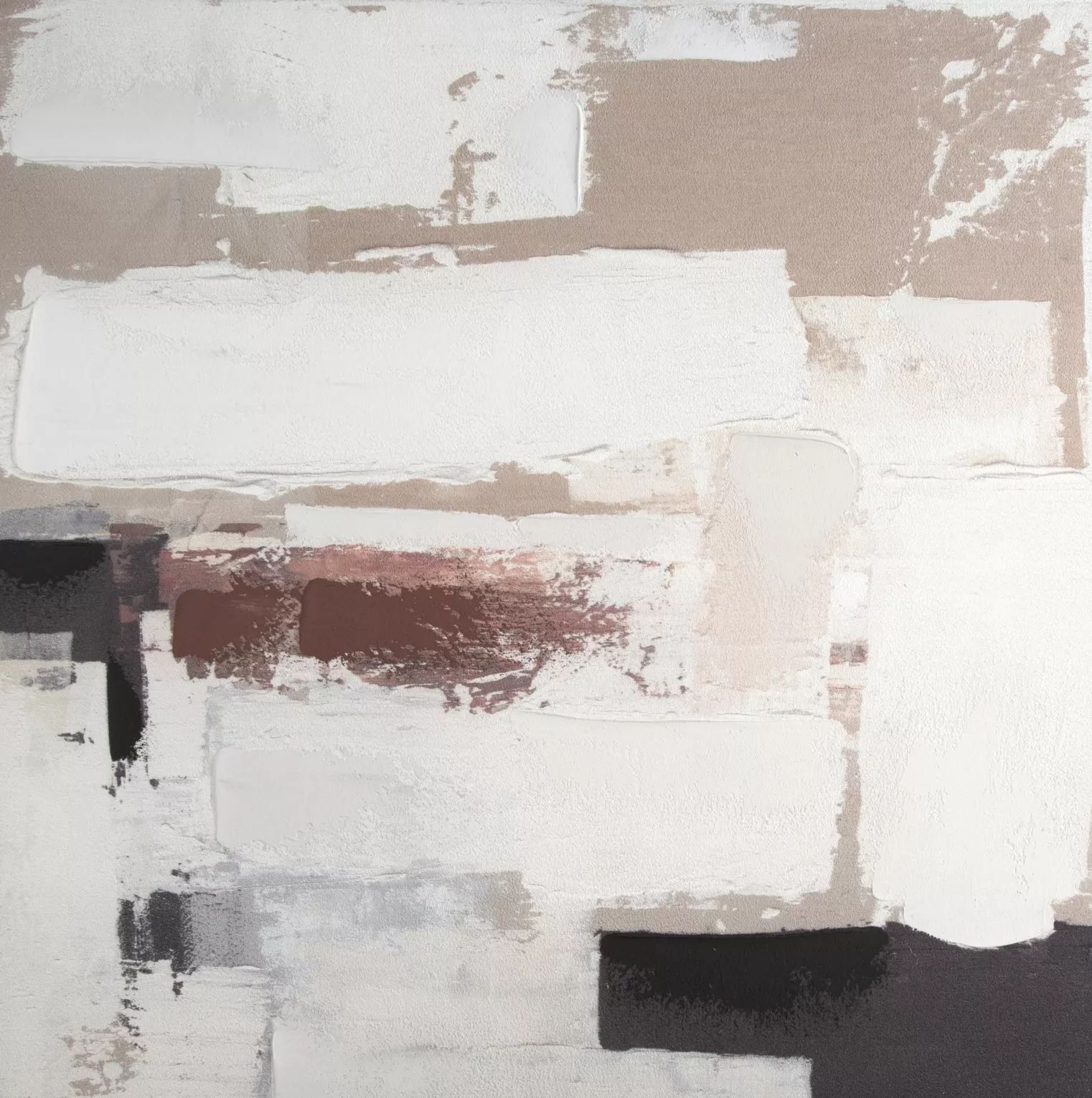 Obraz abstrakcja beżowo, kremowy ręcznie malowany na płótnie 80x80 cm