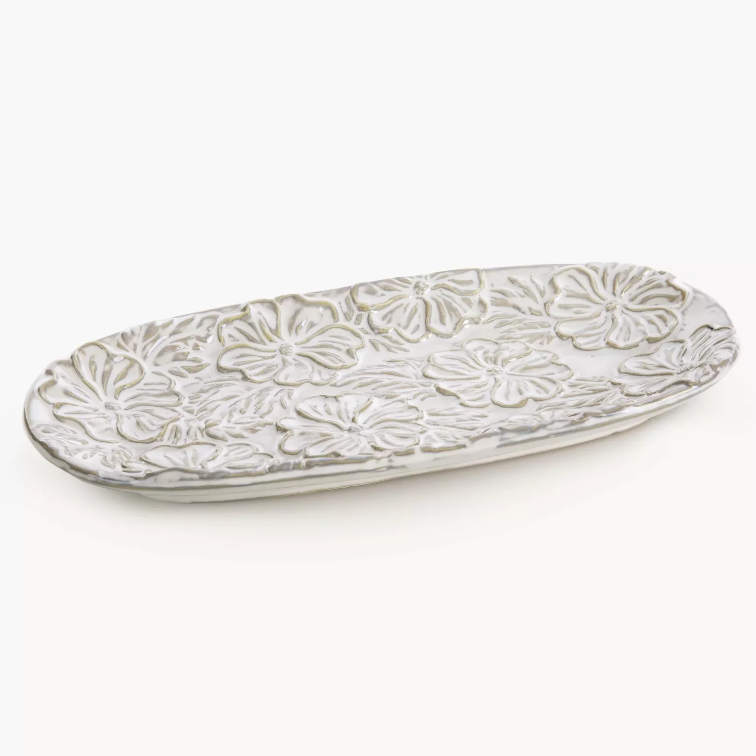 Patera ceramiczna NAIRA z wytłaczanym wzorem kwiatów