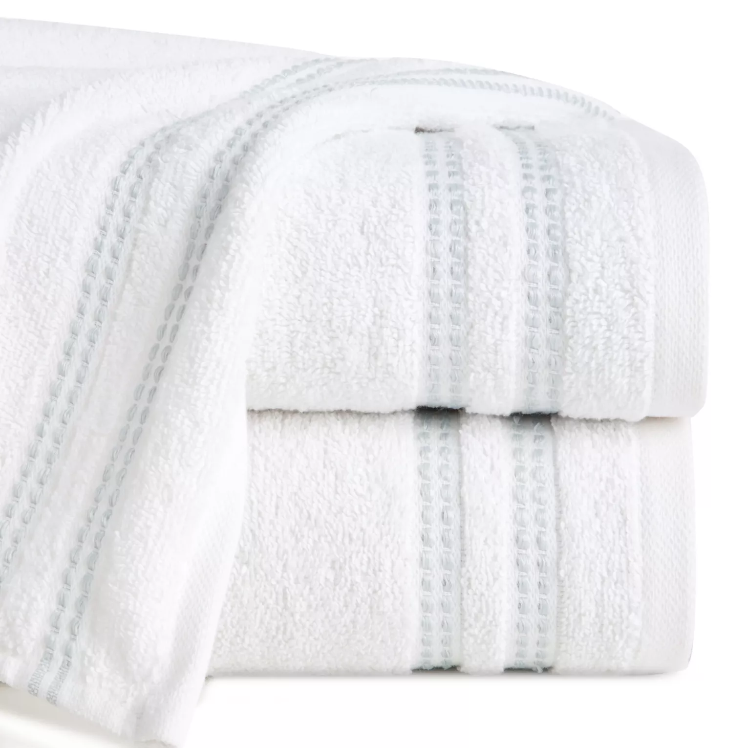 Ręcznik do rąk 30x50 cm bawełniany kolor biały z subtelną bordiurą w paseczki 500 g/m2 ALLY