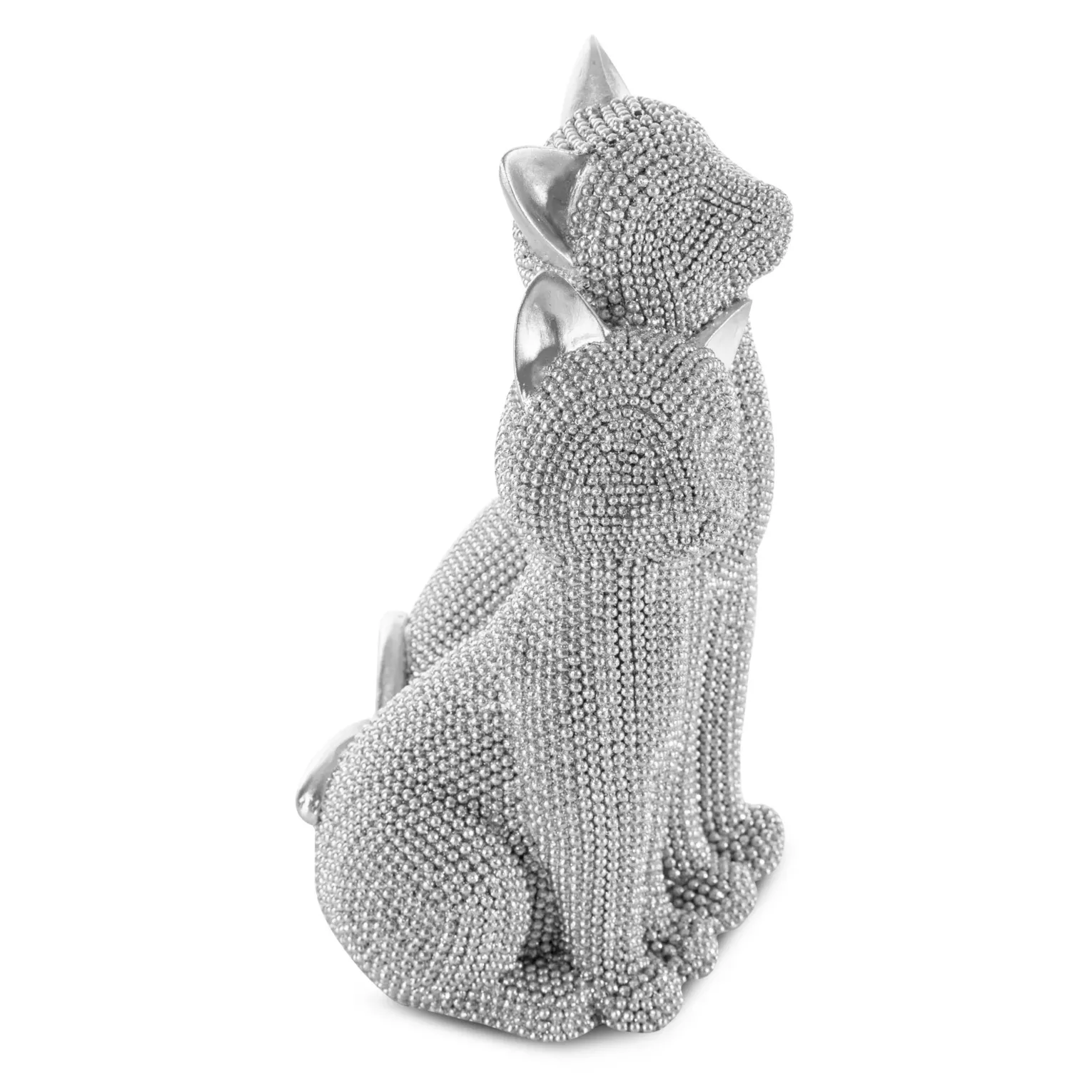 Figurka srebrna koty o drobnym strukturalnym wzorze 13x11x21 cm ELDO