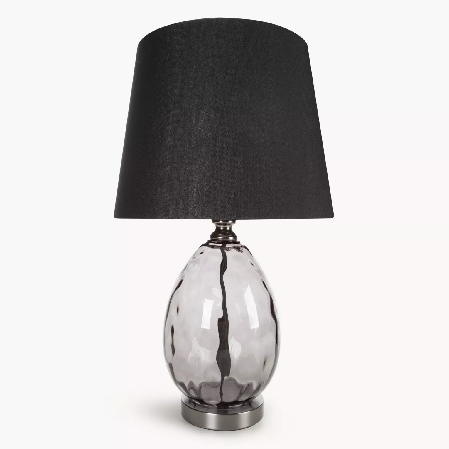 Lampa stołowa nocna czarna z podstawą z dymionego szkła 30 x 59 cm MAYA