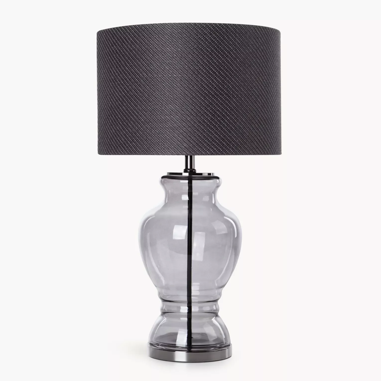 Lampa stołowa czarna z podstawą z dymionego szkła 38 x 70 cm
