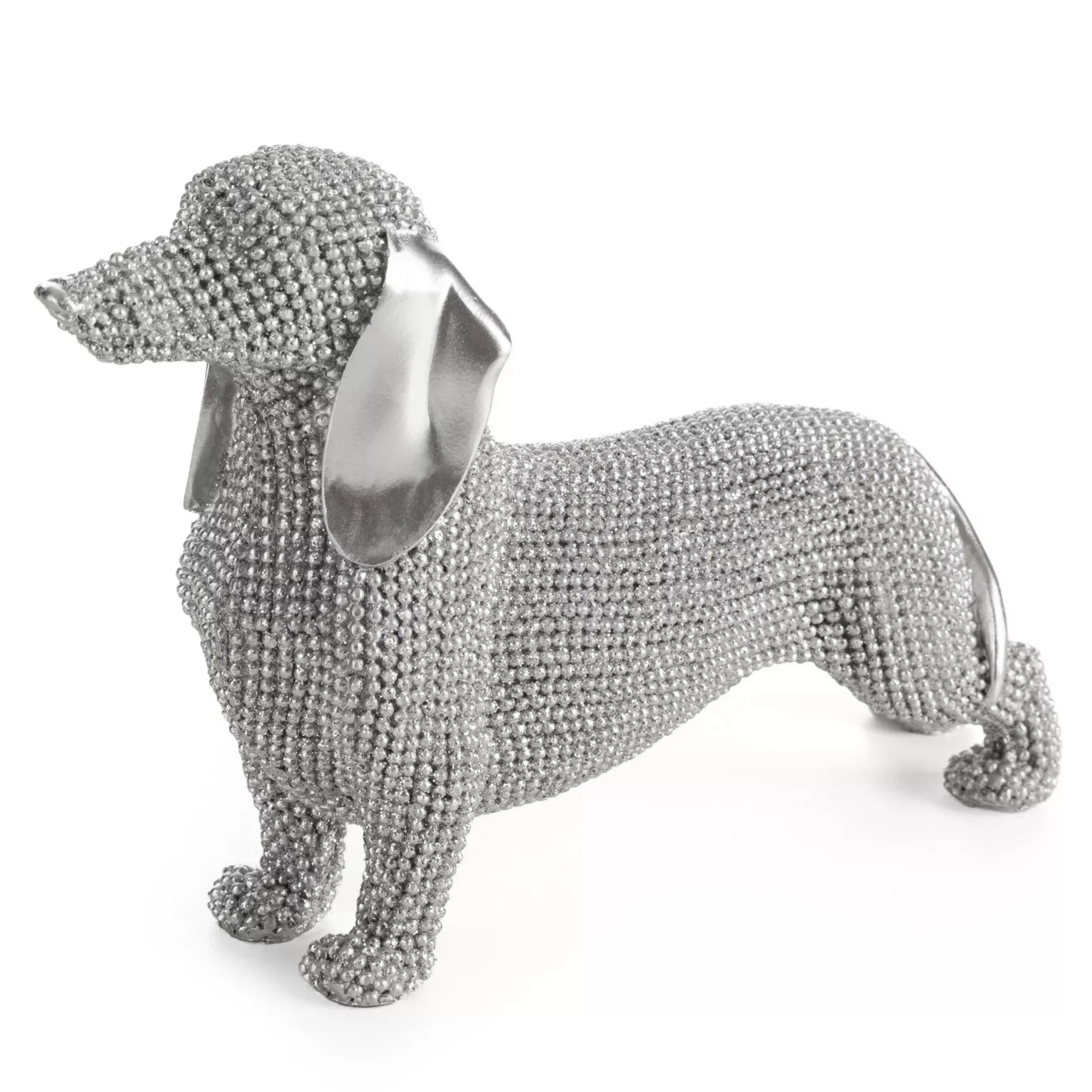 Figurka srebrna pies  o drobnym strukturalnym wzorze 19x6x12 cm ELDO