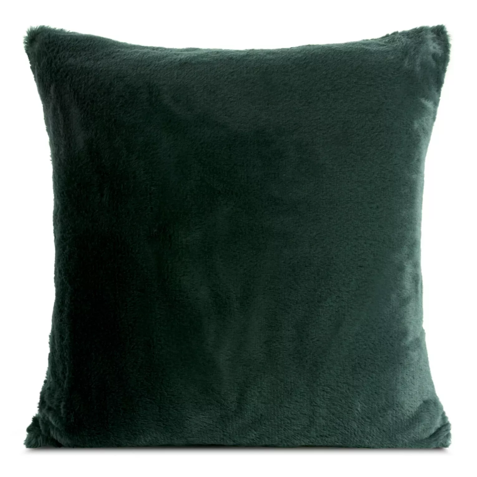 Poszewka na poduszkę 60x60 cm ciemnozielona z miękkiej futrzanej tkaniny NINA