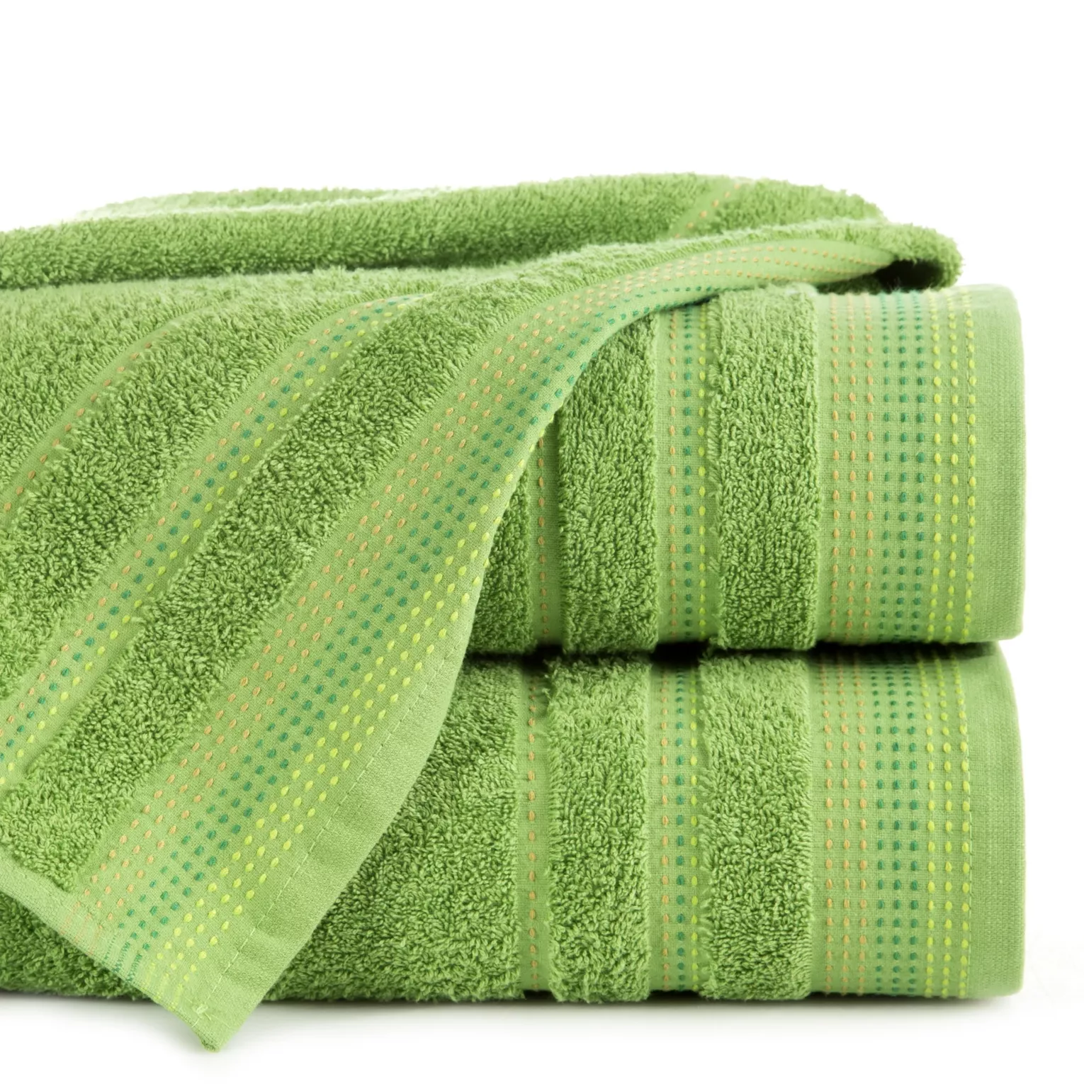 Ręcznik kąpielowy 50x90 cm bawełniany kolor zielony z ozdobnym stębnowaniem 500 g/m2 POLA