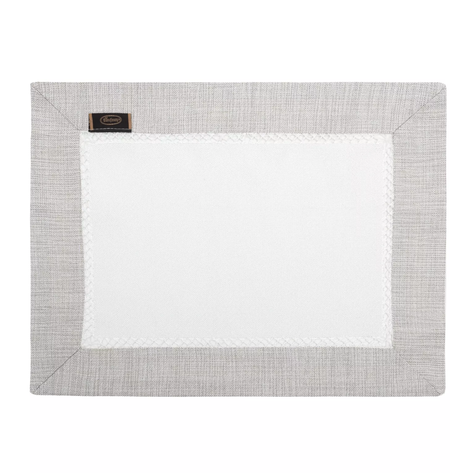 Komplet serwet 4 szt biało, srebrny 30x40 cm EMMA z mereżką i ozdobną listwą 4 szt