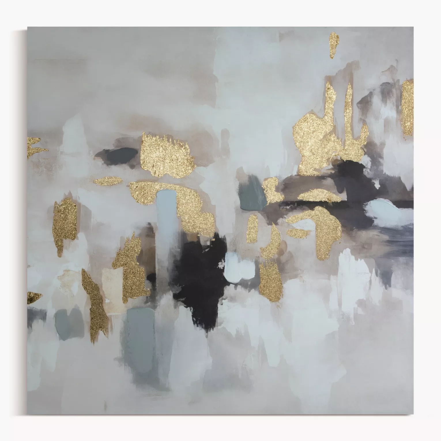 Obraz abstarkcja beżowo, złoty ręcznie malowany na płótnie 80x80 cm