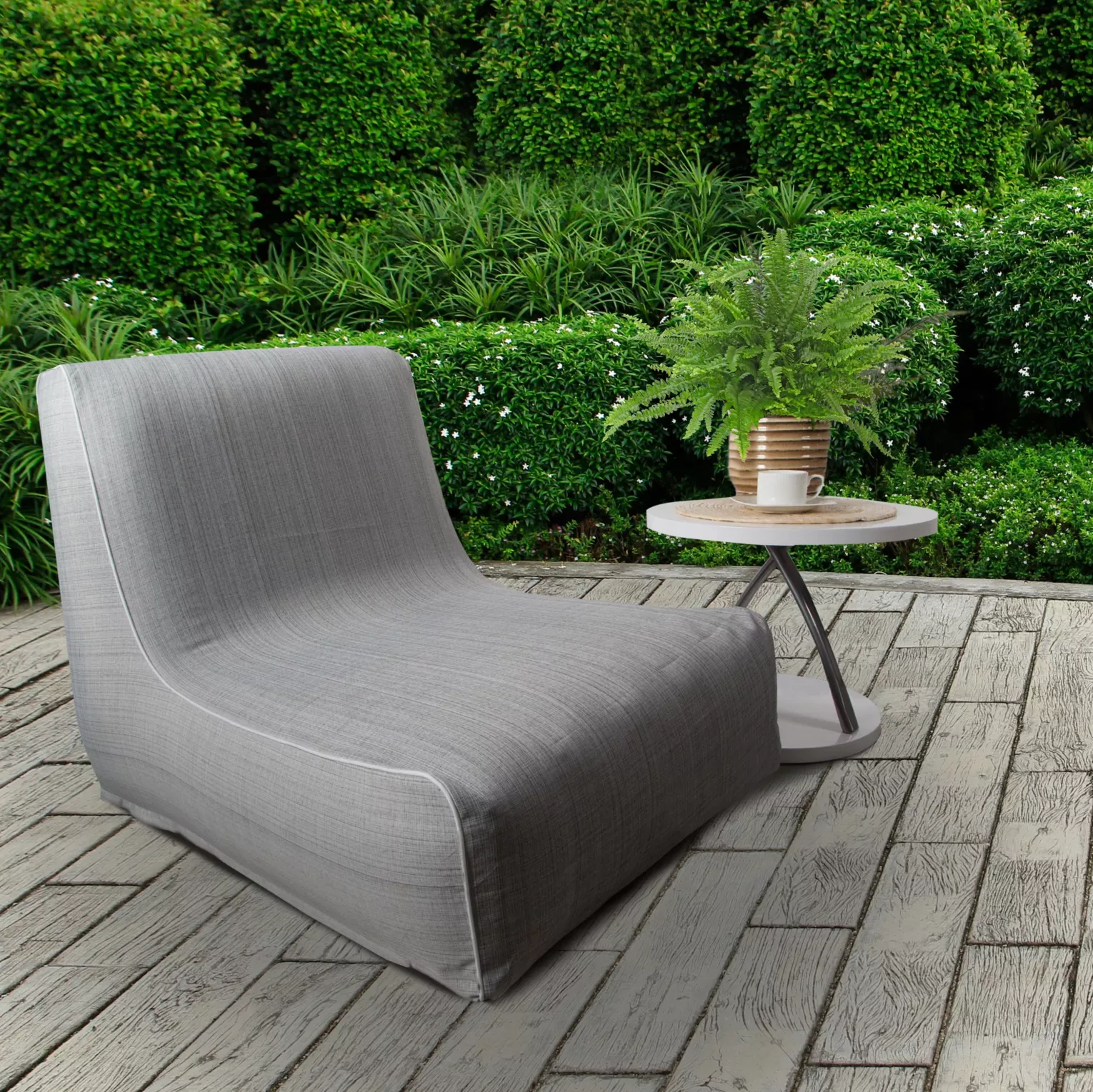 Fotel dmuchany ogrodowy 70 x 90 x 70 cm wodoodporny srebrny GARDEN