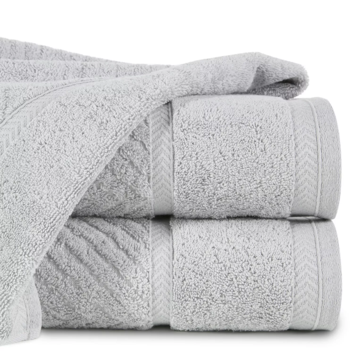 Ręcznik kąpielowy 50x90 cm bawełniany kolor srebrny ze wzorem zygzaka 500 g/m2 KALIA Reina Line