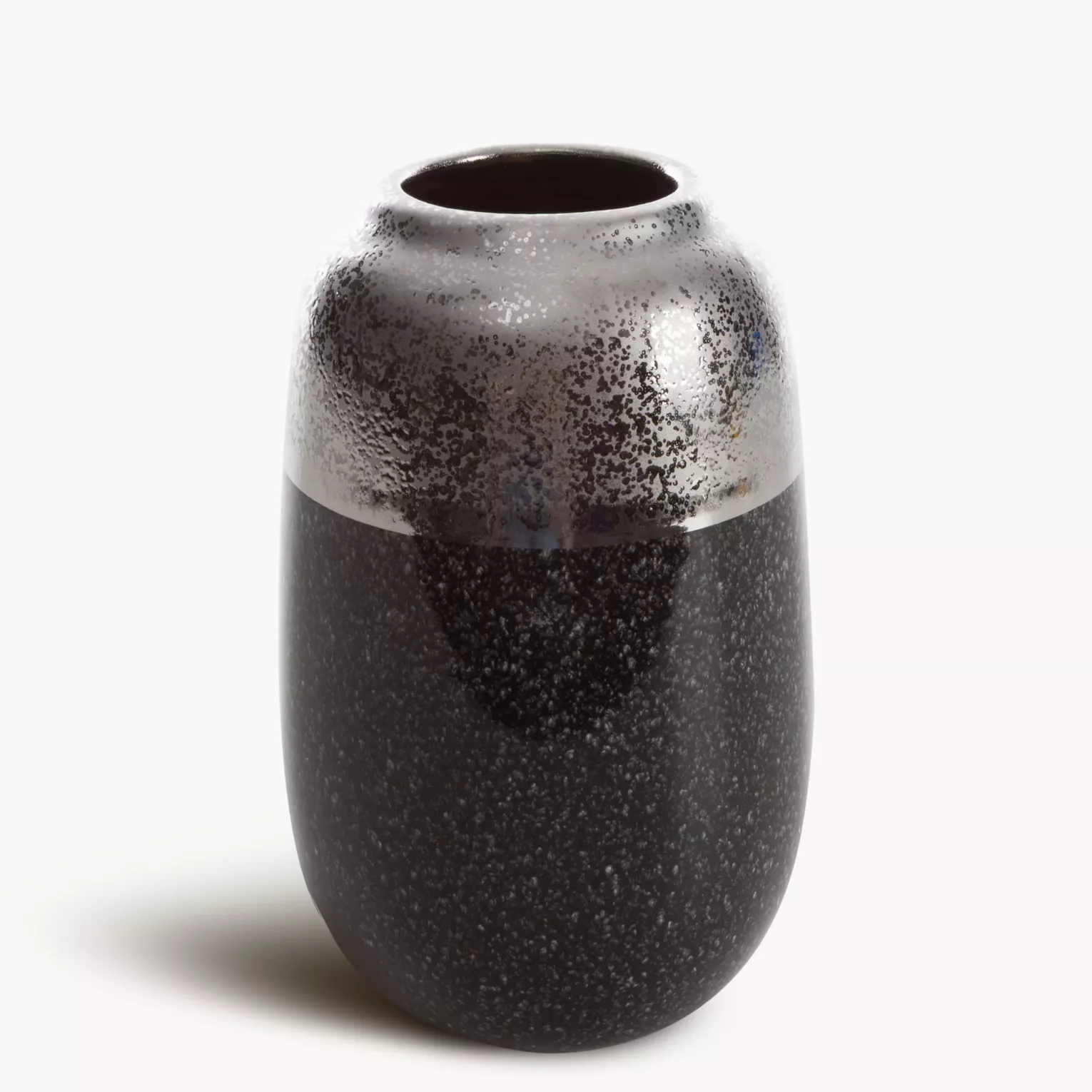 Wazon ceramiczny srebrno-stalowy 14x14x22 cm  LEO