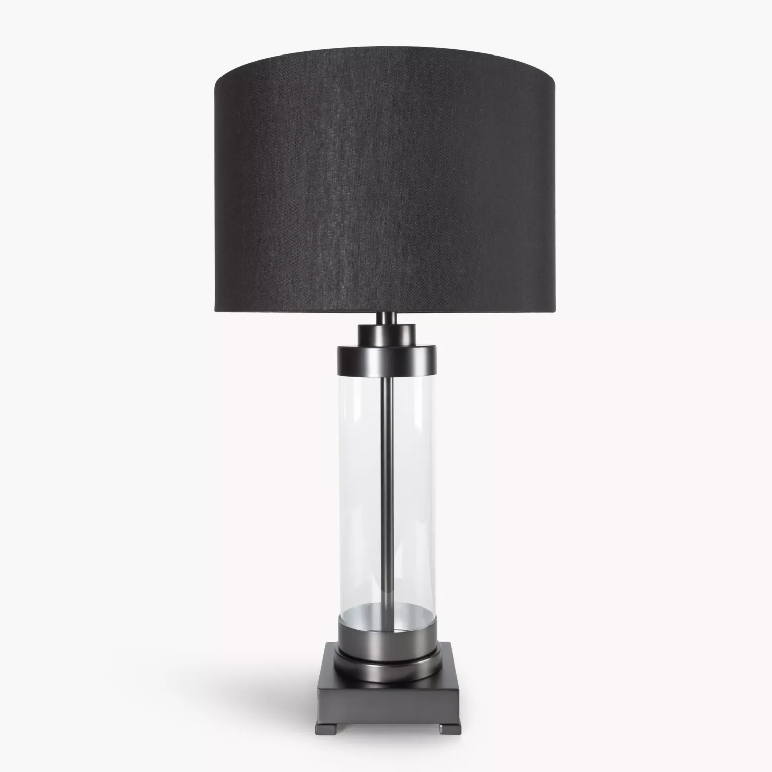Lampa stołowa do pokoju czarna o prostej szklanej podstawie 40 x 74 cm CLARA