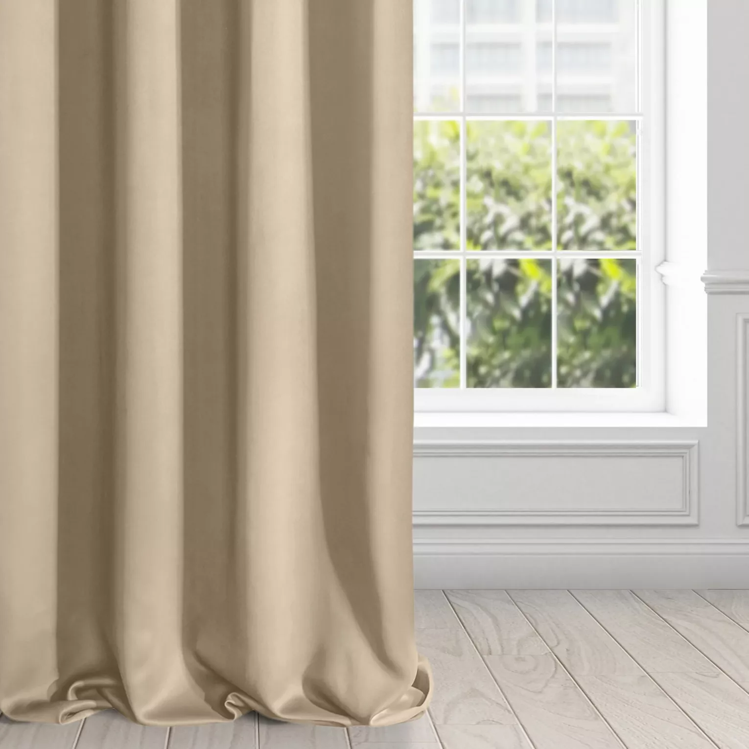 Zasłona beżowa z gładkiej tkaniny zaciemniającej typu - BLACKOUT 135x250 cm przelotka - PARISA - Design 91
