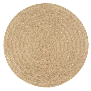 Podkładka okrągła na stół beżowa średnica 38 cm BOHO 9 pleciona z wzorem