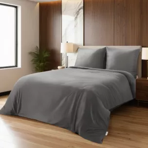 Pościel 220x200 cm komplet 3 częściowy gładka z makosatyny bawełnianej kolor stalowy DELIA Reina Line
