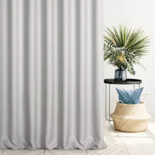 Zasłona szyta na taśmie 5 cm srebrna z tkaniny typu dimout o średnim stopniu zaciemnienia