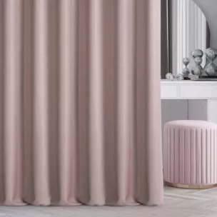 Zasłona szyta na taśmie 5 cm pudrowo różowa o naturalnym charakterze, z widocznym, ozdobnym splotem