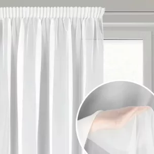 Firana biała z gładkiego matowego woalu 140x270 cm taśma LUCY