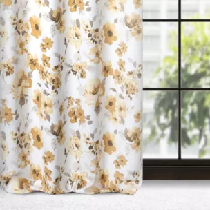 Zasłona biało, beżowa w kwiaty, zaciemniająca 140x250 cm przelotka - CAREN