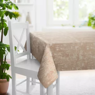 Obrus na wymiar pudrowo różowy miękka z dodatkiem bawełny i nieregularnym wzorem