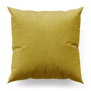 Poszewka szyta musztardowa z miękkiej w dotyku tkaniny szenilowej