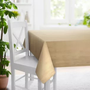 Obrus szyty beżowy z miękkiej tkaniny welwetowej