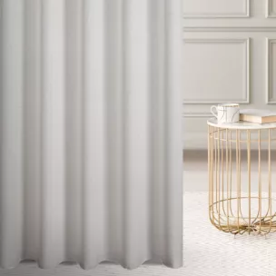 Firana szyta na taśmie 5 cm jasnokremowa z półmatowej etaminy z efektem melanżu, wykończona obciążnikiem