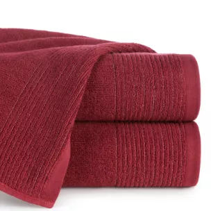Ręcznik do rąk 30x50 cm bawełniany kolor bordowy zdobiony błyszczącą bordiurą 500 g/m2 LARI