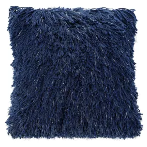 Poszewka na poduszkę 40x40 cm z długim włosem granatowa z dodatkiem srebrnej nici CELIA