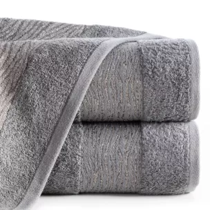 Ręcznik do rąk 30x50 cm bawełniany kolor stalowy z błyszącą bordiurą AMBER