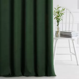 Zasłona szyta na taśmie 5 cm DORA - HIT ciemnozielona z miękkiej tkaniny o welurowej strukturze