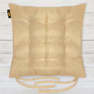 Poduszka na krzesło dwustronna 40 x 40 x 6 cm welurowa beżowa z dziewięcioma pikowaniami ADORE