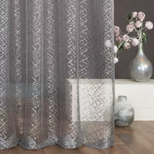 Firana srebrna o strukturze pajęczej sieci 140x250 cm przelotka AMANDA