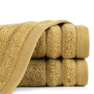 Ręcznik kąpielowy 30x50 cm bawełniany kolor musztardowy z błyszczącą bordiurą 500 g/m2 NADINE