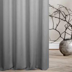 Zasłona szyta na taśmie 5 cm popielata z tkaniny w stylu eko o naturalnym splocie