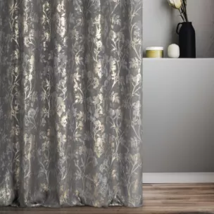 Tkanina zasłonowa gruba, welwetowa, z mieniącym się wzorem złocistych gałązek na lekko przecieranym tle z kolekcji Pierre Cardin